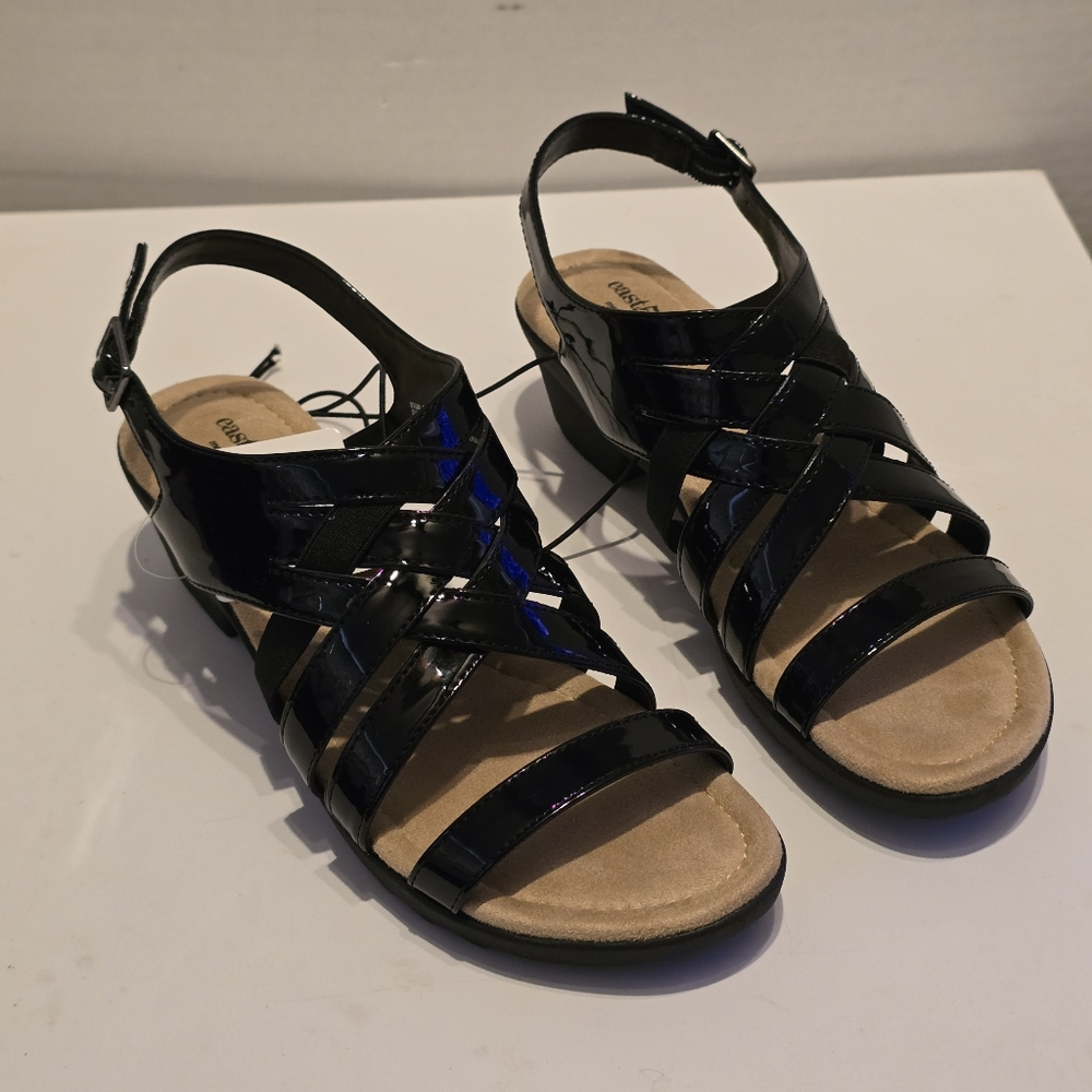 East 5th Black Strappy Block Heel Sandal Womens Size 8.5